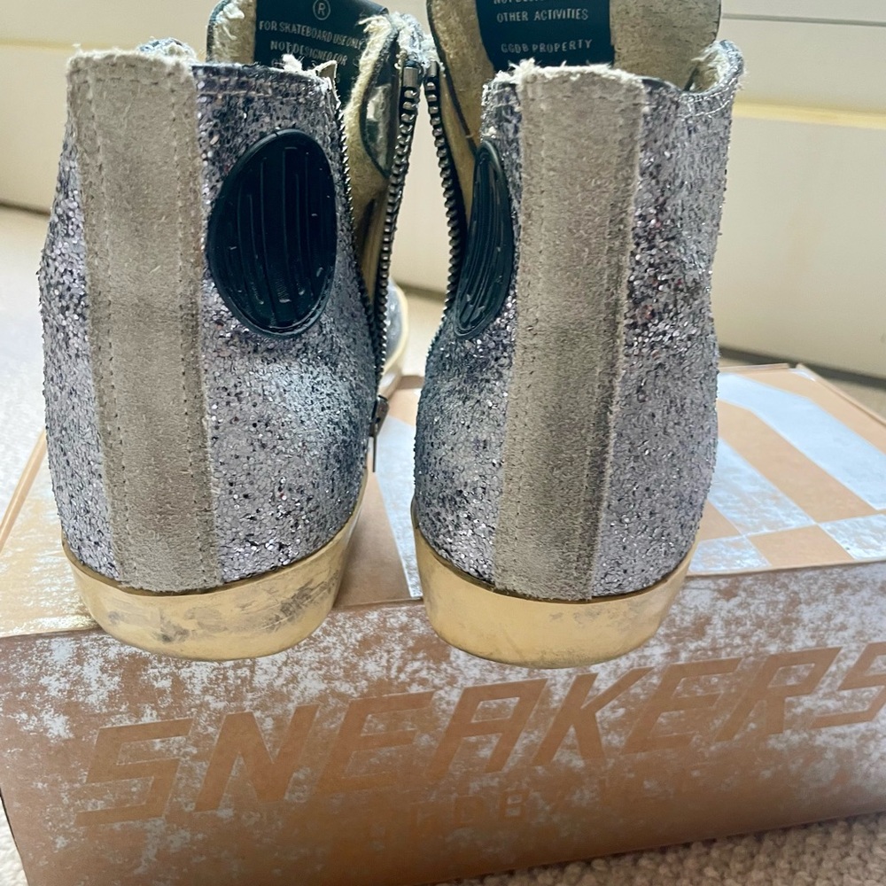 Golden Goose 38 Silver Glitter High-Top Sneakers - Picture 6 of 10
